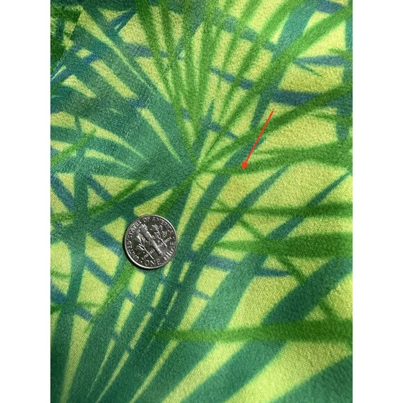 ICE Vintage Silk Wrap Dress Green Tropical Palm Print Chiffon Midi Summer Sz 12 - Picture 7 of 11